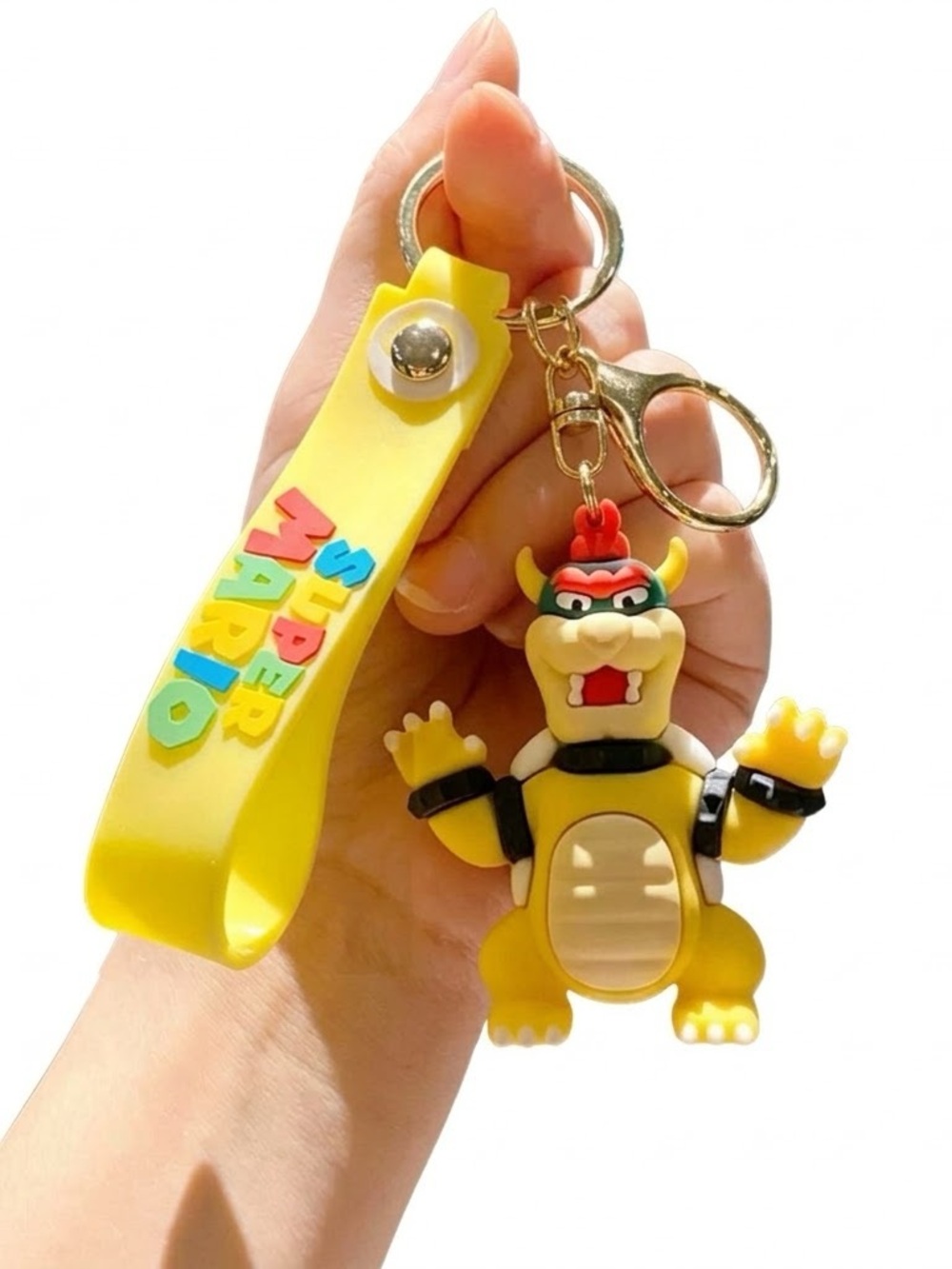 Nintendo Yellow Bowser Keychain with Yellow Strap and Red Accents